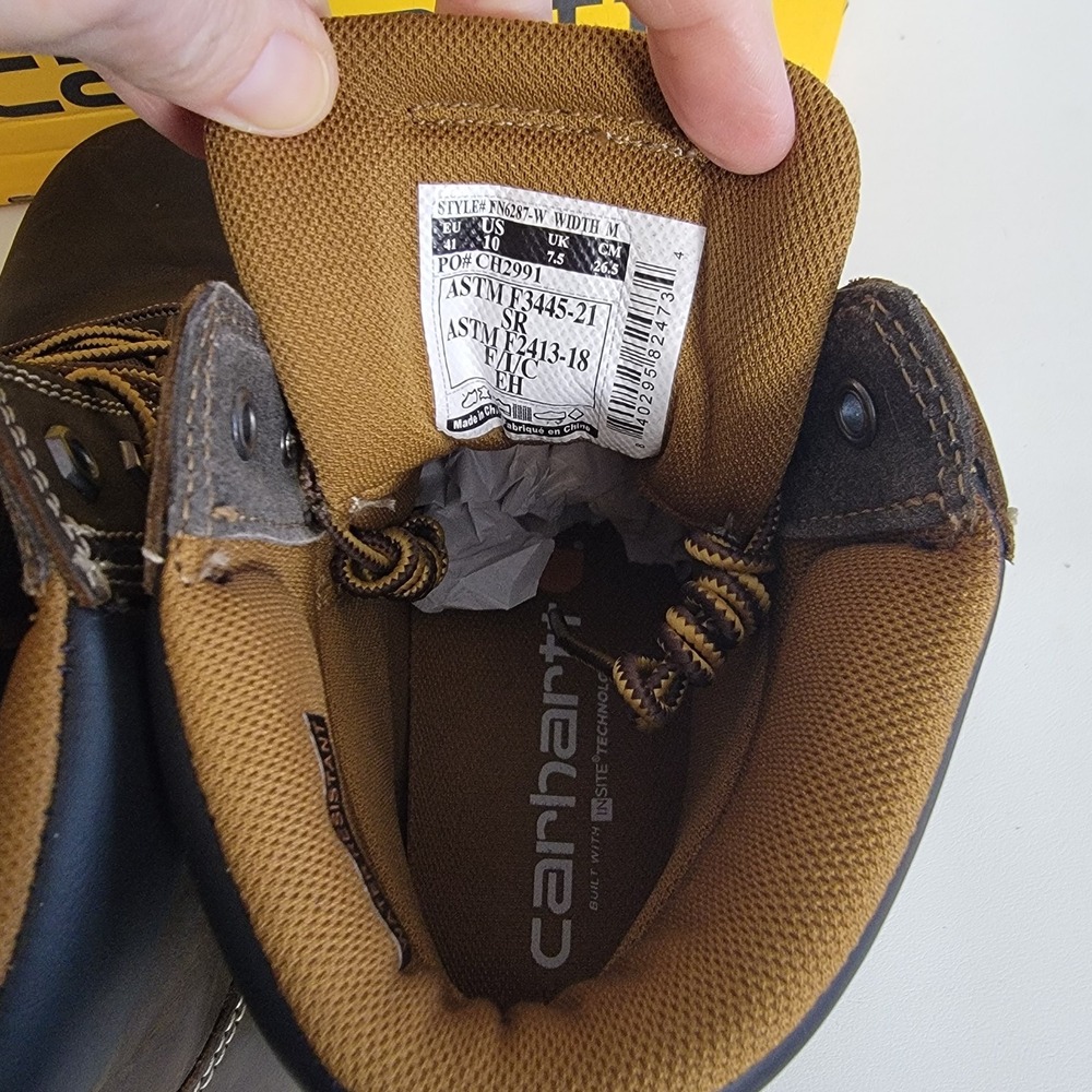 Carhartt Boots Frontier Women's 6" Leather Safety Toe, Water Resistant Size 10 - Picture 11 of 16